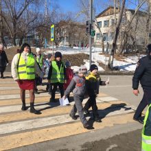Юные пешеходы дошли до школы по безопасному маршруту
